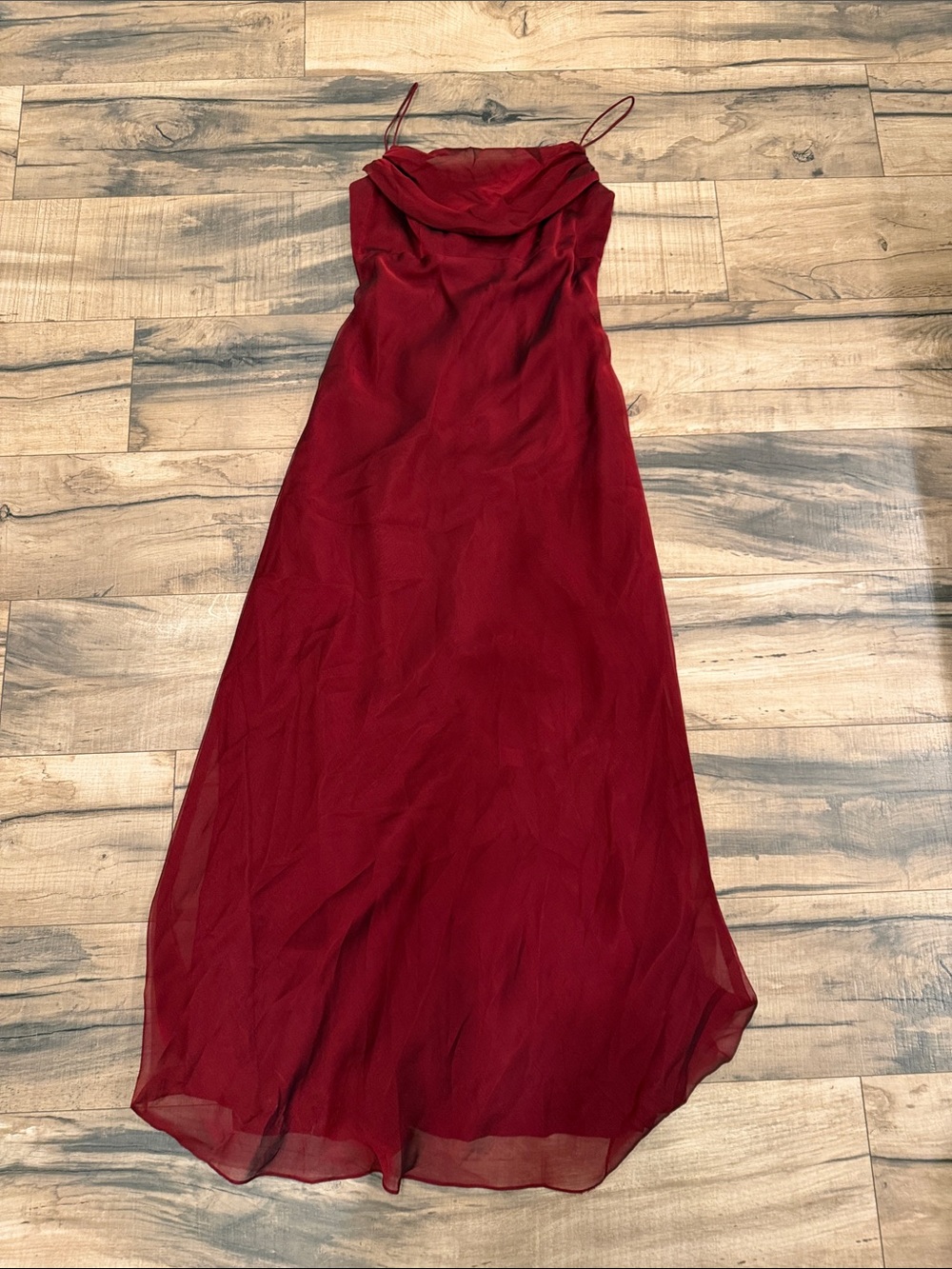 Betsy & Adam Burgundy Cowl Neck Maxi Slip Dress